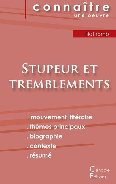 Produktbild: Fiche de lecture Stupeur et tremblements de Am&eacute;lie Nothomb (analyse litt&eacute;raire de r&eacute;f&eacute;rence et r&eacute;sum&eacute; complet)