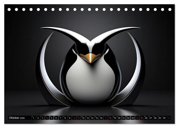Produktbild: PINGUINE - modern Art (Tischkalender 2026 DIN A5 quer), CALVENDO Monatskalender