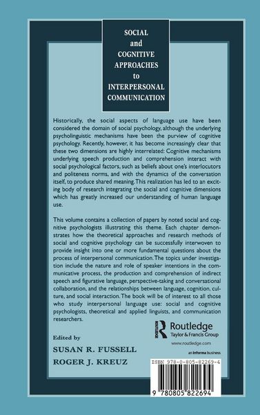 Produktbild: Social and Cognitive Approaches to Interpersonal Communication