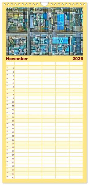 Produktbild: Familienplaner 2026 - Abstrakt mit 5 Spalten (Wandkalender, 21 x 45 cm) CALVENDO