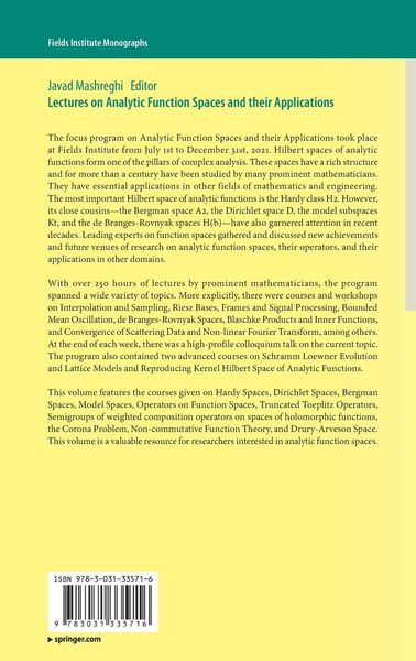 Produktbild: Lectures on Analytic Function Spaces and their Applications