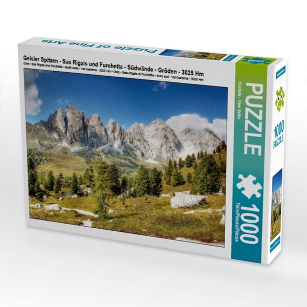 Produktbild: CALVENDO Puzzle Geisler Spitzen - Sas Rigais und Furchetta - S&uuml;dw&auml;nde - Gr&ouml;den - 3025 Hm | 1000 Teile Lege-Gr&ouml;&szlig;e 64x48cm Foto-Puzzle f&uuml;r gl&uuml;ckliche Stunden