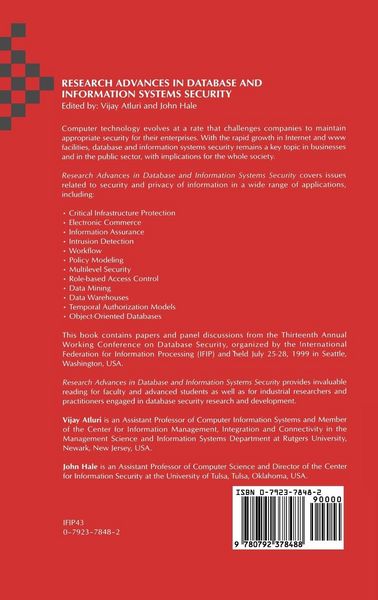 Produktbild: Research Advances in Database and Information Systems Security