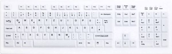 Active Key AK-C8100F Medical Key USB Hygiene-Tastatur Deutsch, QWERTZ Weiß Silikonmembran, Geeignet f. Wischdesinfektion