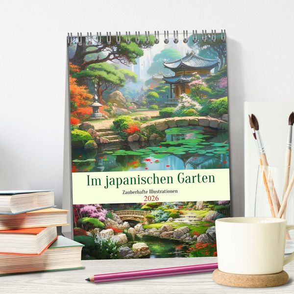 Produktbild: Im japanischen Garten. Zauberhafte Illustrationen (Tischkalender 2026 DIN A5 hoch), CALVENDO Monatskalender