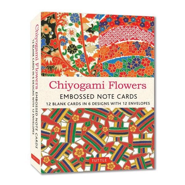 Produktbild: Chiyogami Flowers Embossed Note Cards - 12 Cards