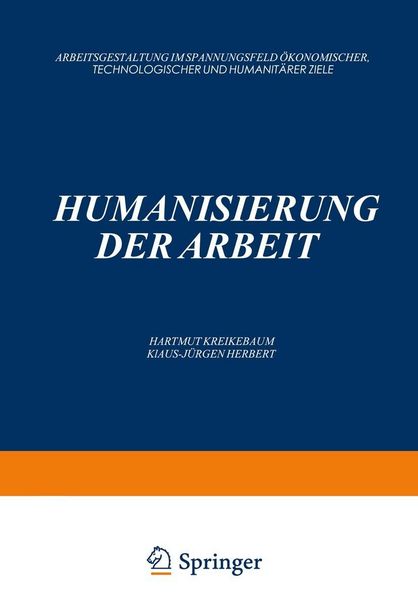 Produktbild: Humanisierung der Arbeit