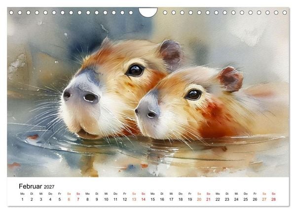 Produktbild: Capybara - die Kunst des gelassenen Daseins (Wandkalender 2027 DIN A4 quer), CALVENDO Monatskalender