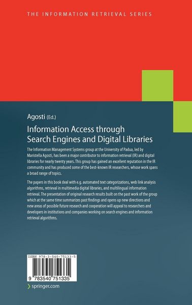 Produktbild: Information Access through Search Engines and Digital Libraries