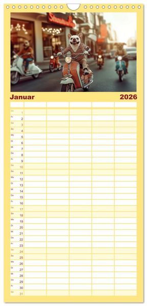 Produktbild: Familienplaner 2026 - S&uuml;&szlig;e Hunde cruisen - durch das Jahr mit dem Hundekalender mit 5 Spalten (Wandkalender, 21 x 45 cm) CALVENDO