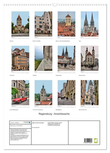 Produktbild: Regensburg - Ansichtssache (Wandkalender 2026 DIN A2 hoch), CALVENDO Monatskalender