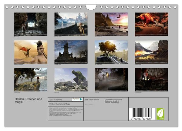 Produktbild: Helden, Drachen und Magie (Wandkalender 2026 DIN A4 quer), CALVENDO Monatskalender