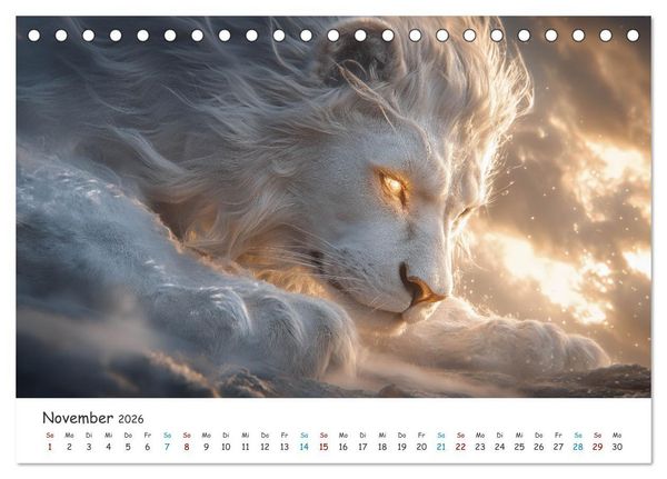 Produktbild: Die St&auml;rke der L&ouml;wenw&auml;chter (Tischkalender 2026 DIN A5 quer), CALVENDO Monatskalender