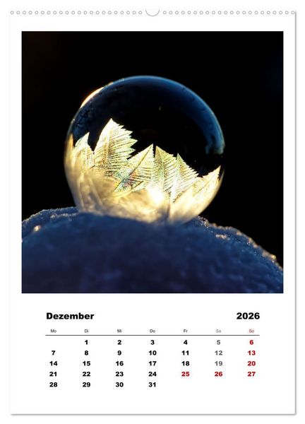 Produktbild: Frostige Seifenblasen (hochwertiger Premium Wandkalender 2026 DIN A2 hoch), Kunstdruck in Hochglanz