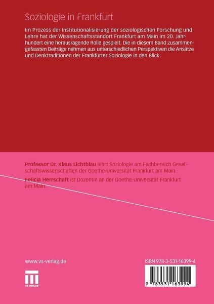Produktbild: Soziologie in Frankfurt