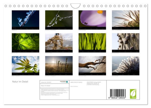 Produktbild: Natur im Detail (Wandkalender 2026 DIN A4 quer), CALVENDO Monatskalender