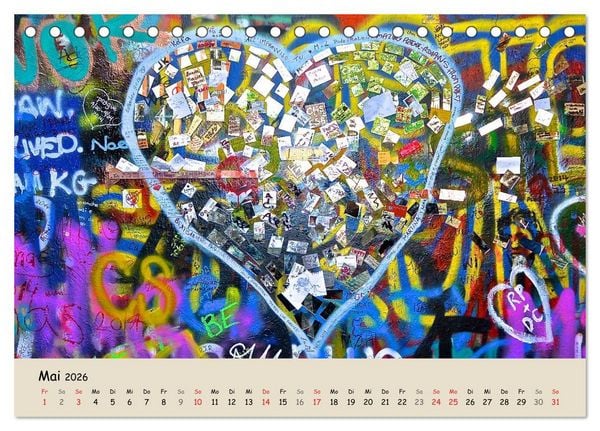Produktbild: PRAG&hellip; wo der Frieden seine Mauer hat (Tischkalender 2026 DIN A5 quer), CALVENDO Monatskalender