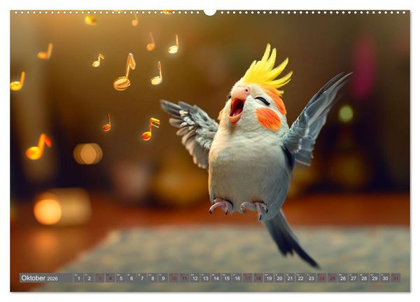 Produktbild: Klein, laut, lustig - Nymphensittiche (hochwertiger Premium Wandkalender 2026 DIN A2 quer), Kunstdruck in Hochglanz