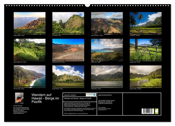 Produktbild: Wandern auf Hawaii - Berge im Pazifik (Wandkalender 2026 DIN A2 quer), CALVENDO Monatskalender