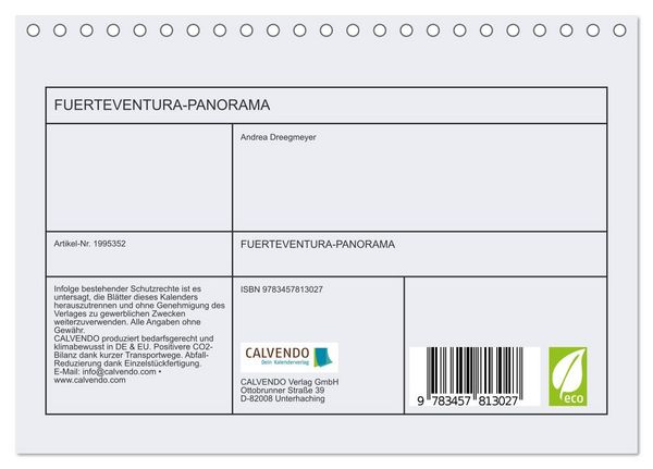 Produktbild: FUERTEVENTURA-PANORAMA (Tischkalender 2026 DIN A5 quer), CALVENDO Monatskalender