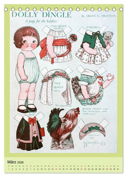 Produktbild: Dolly Dingle Kalender - Anziehpuppen von Grace G. Drayton (Tischkalender 2026 DIN A5 hoch), CALVENDO Monatskalender