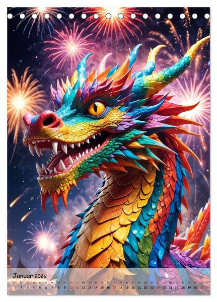 Produktbild: Drachenwelten &ndash; Ein Jahr voller Mystik und Magie (Tischkalender 2026 DIN A5 hoch), CALVENDO Monatskalender
