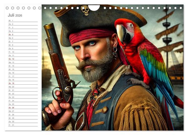 Produktbild: KI Piraten - Abenteuer der Seer&auml;uber auf hoher See (Wandkalender 2026 DIN A4 quer), CALVENDO Monatskalender