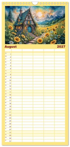 Produktbild: Familienplaner 2027 - Zauberhafte Feenh&auml;user - Wunderwelt der magischen Orte voller Fantasie mit 5 Spalten (Wandkalender, 21 x 45 cm) CALVENDO