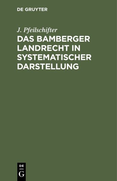 Produktbild: Das Bamberger Landrecht in systematischer Darstellung