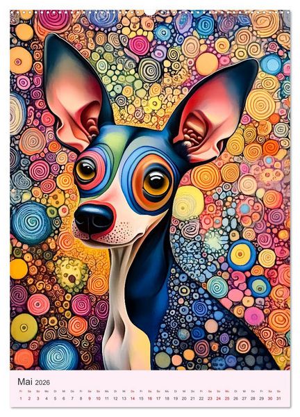 Produktbild: Pop-Art Hunde - Moderne, verr&uuml;ckte Hundeportr&auml;ts (Wandkalender 2026 DIN A2 hoch), CALVENDO Monatskalender