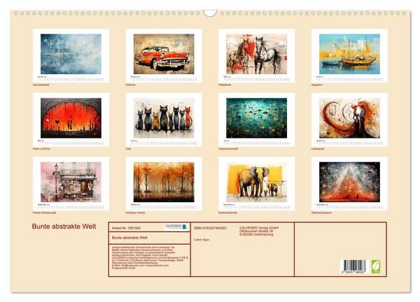 Produktbild: Bunte abstrakte Welt (Wandkalender 2026 DIN A2 quer), CALVENDO Monatskalender