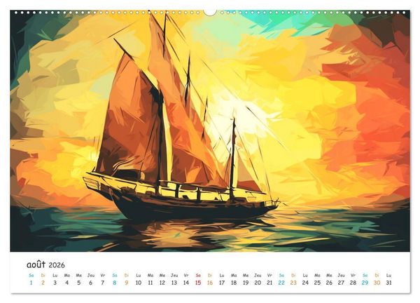 Produktbild: Voiles au gr&eacute; du temps (Calendrier mural 2026 DIN A2 vertical), CALVENDO calendrier mensuel
