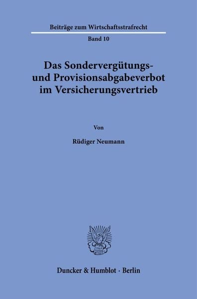 Produktbild: Das Sonderverg&uuml;tungs- und Provisionsabgabeverbot im Versicherungsvertrieb