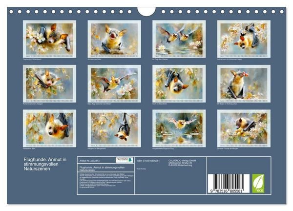 Produktbild: Flughunde. Anmut in stimmungsvollen Naturszenen (Wandkalender 2027 DIN A4 quer), CALVENDO Monatskalender