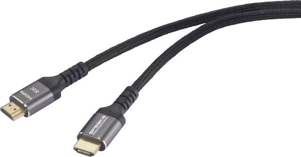 Produktbild: SpeaKa Professional HDMI Anschlusskabel HDMI-A Stecker, HDMI-A Stecker 5.00 m Schwarz SP-13138300 8K UHD HDMI-Kabel