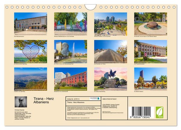 Produktbild: Tirana - Herz Albaniens (Wandkalender 2026 DIN A4 quer), CALVENDO Monatskalender