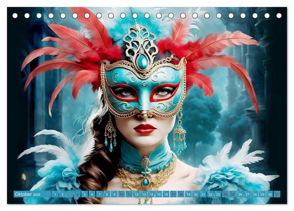 Produktbild: Maskerade Deluxe (Tischkalender 2026 DIN A5 quer), CALVENDO Monatskalender