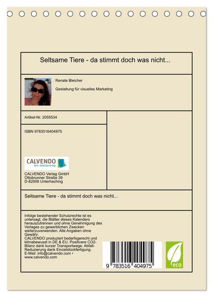 Produktbild: Seltsame Tiere - da stimmt doch was nicht... (Tischkalender 2026 DIN A5 hoch), CALVENDO Monatskalender