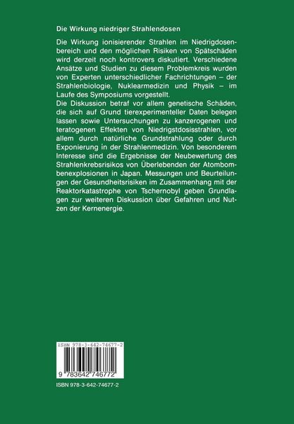 Produktbild: Die Wirkung niedriger Strahlendosen