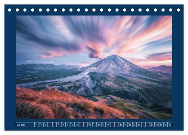 Produktbild: Lebendige Feuerberge - Fantastisch durch eine KI in Szene gesetzt (Tischkalender 2026 DIN A5 quer), CALVENDO Monatskalender