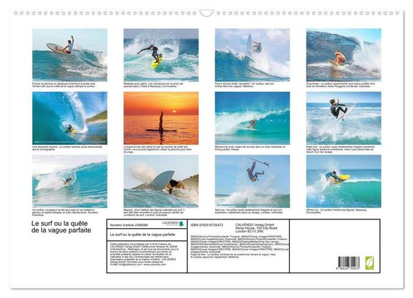 Produktbild: Le surf ou la qu&ecirc;te de la vague parfaite (Calendrier mural 2027 DIN A2 vertical), CALVENDO calendrier mensuel