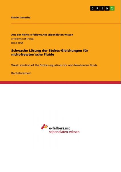 Produktbild: Schwache L&ouml;sung der Stokes-Gleichungen f&uuml;r nicht-Newton'sche Fluide