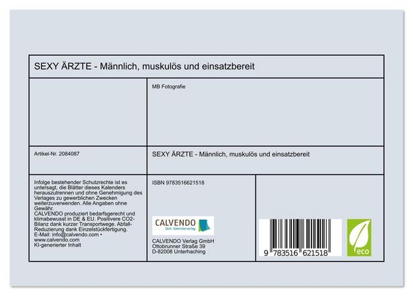 Produktbild: SEXY &Auml;RZTE - M&auml;nnlich, muskul&ouml;s und einsatzbereit (Tischkalender 2026 DIN A5 quer), CALVENDO Monatskalender
