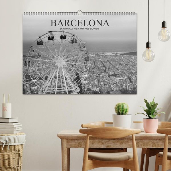 Produktbild: Barcelona Schwarz / Wei&szlig; Impressionen (Wandkalender 2026 DIN A2 quer), CALVENDO Monatskalender