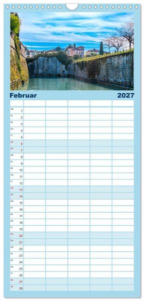 Produktbild: Familienplaner 2027 - Traumziel am Gardasee. Peschiera del Garda mit 5 Spalten (Wandkalender, 21 x 45 cm) CALVENDO