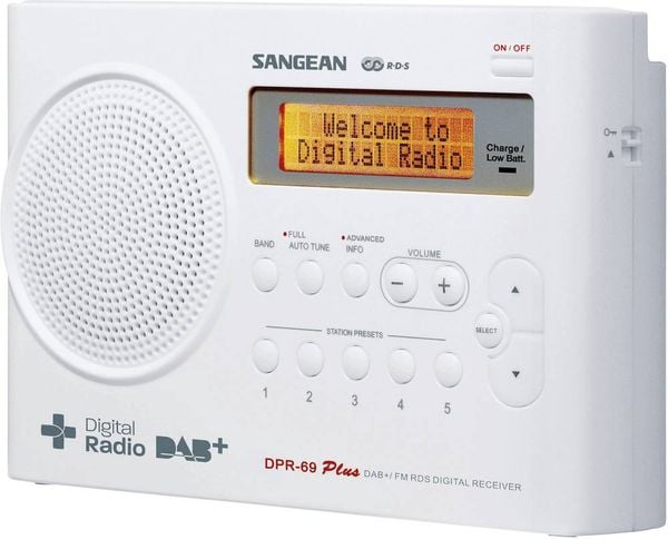 Sangean DPR-69+ Kofferradio DAB+, UKW Akku-Ladefunktion Weiß