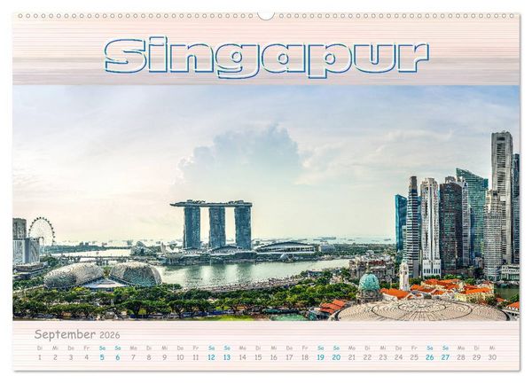Produktbild: Singapur als Panorama (hochwertiger Premium Wandkalender 2026 DIN A2 quer), Kunstdruck in Hochglanz