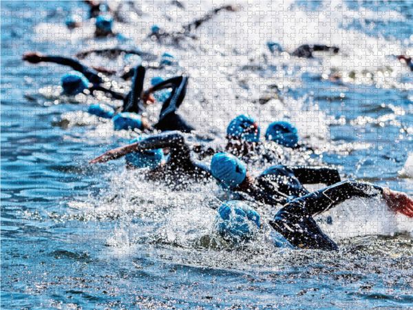 Produktbild: CALVENDO Puzzle Triathlon: Extremsport hier beim Schwimmen | 1000 Teile Lege-Gr&ouml;&szlig;e 64x48cm Foto-Puzzle f&uuml;r gl&uuml;ckliche Stunden