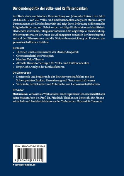 Produktbild: Dividendenpolitik der Volks- und Raiffeisenbanken