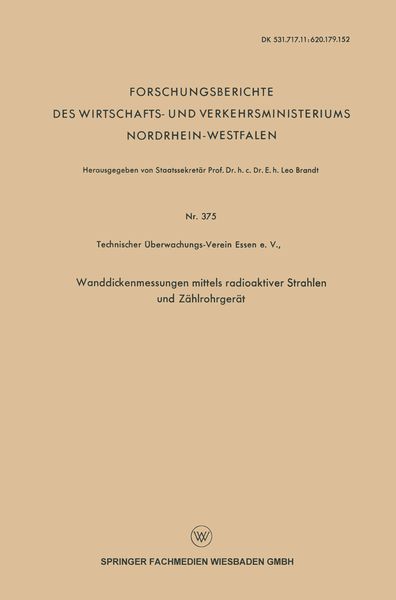 Produktbild: Wanddickenmessungen mittels radioaktiver Strahlen und Z&auml;hlrohrger&auml;t